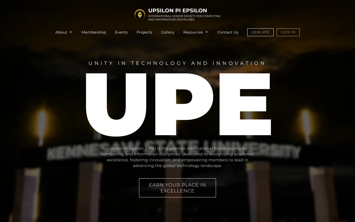 Screenshot of Upsilon Pi Epsilon at KSU's website